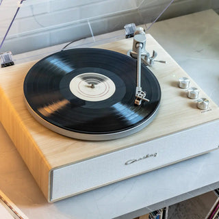 Crosley Stave 2-Speed Bluetooth Record Player Turntable with Built-in Speakers, Natural Crosley
