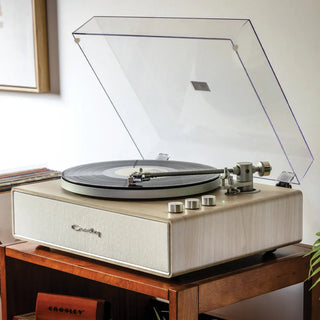 Crosley Stave 2-Speed Bluetooth Record Player Turntable with Built-in Speakers  + Crosley Asheville Stand Bundle - Natural Crosley