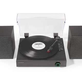 Crosley Zane 3-Speed Bluetooth Vinyl Record Player Turntable, with Matching Stereo Speakers - Black Crosley