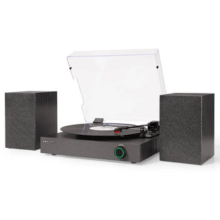 Crosley Zane 3-Speed Bluetooth Vinyl Record Player Turntable, with Matching Stereo Speakers - Black Crosley