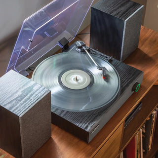 Crosley Zane 3-Speed Bluetooth Vinyl Record Player Turntable, with Matching Stereo Speakers - Black Crosley