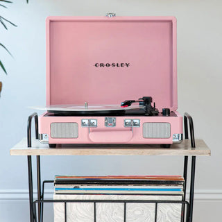 Crosley Cruiser Bluetooth Portable Turntable - Blush Pink + Bundled Crosley Record Storage Crate Crosley