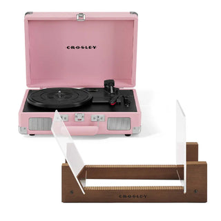 Crosley Cruiser Bluetooth Portable Turntable - Blush Pink + Bundled Crosley Record Storage Display Stand Crosley