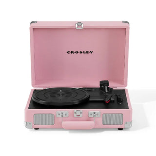 Crosley Cruiser Bluetooth Portable Turntable - Blush Pink + Gadhouse Vinyl Rack Bundle - Black Crosley