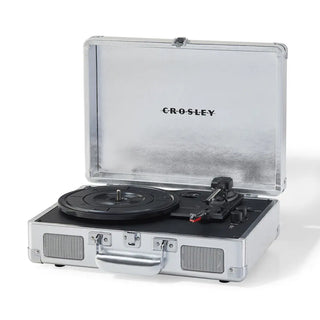 Crosley Cruiser Bluetooth Portable Turntable - Silver + Bundled Crosley Record Storage Crate Crosley