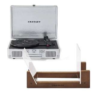 Crosley Cruiser Bluetooth Portable Turntable - Silver + Bundled Crosley Record Storage Display Stand Crosley