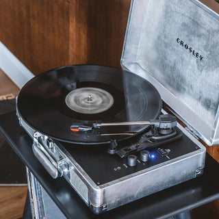 Crosley Cruiser Bluetooth Portable Turntable - Silver + Bundled Crosley Record Storage Display Stand Crosley