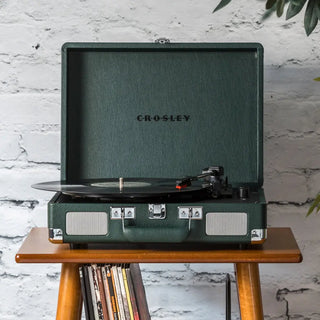 Crosley Cruiser Bluetooth Portable Turntable + Crosley Turntable  Stand Bundle - Emerald Green Crosley