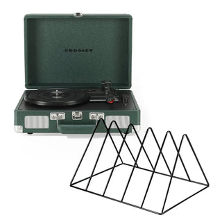 Crosley Cruiser Bluetooth Portable Turntable - Emerald Green + Gadhouse Vinyl Rack Bundle - Black Crosley
