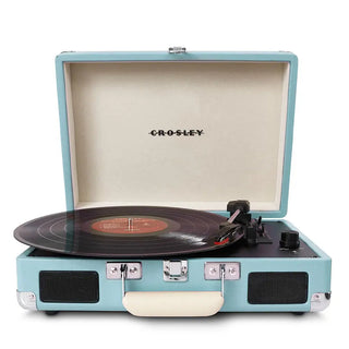 Crosley Cruiser Bluetooth Portable Turntable - Turquoise + Gadhouse Vinyl Rack Bundle - Black Crosley