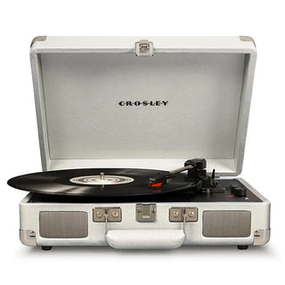 Crosley Cruiser Bluetooth Portable Turntable - White Sands + Gadhouse Vinyl Rack Bundle - Black Crosley