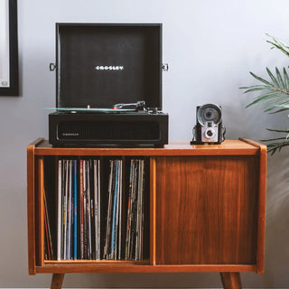 Crosley Voyager Bluetooth Portable Turntable + Crosley Asheville Stand Bundle - Black Crosley