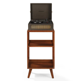 Crosley Voyager Bluetooth Portable Turntable + Crosley Asheville Stand Bundle - Cocoa Crosley
