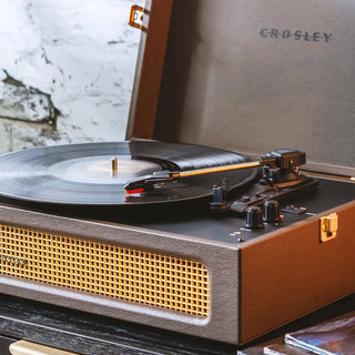Crosley Voyager Bluetooth Portable Turntable + Crosley Asheville Stand Bundle - Cocoa Crosley
