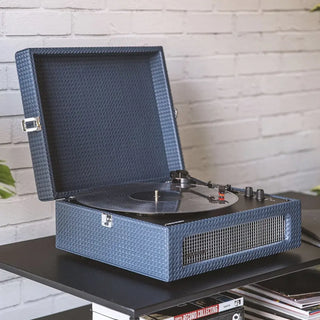 Crosley Voyager Bluetooth Portable Turntable + Crosley Asheville Stand Bundle - Navy Crosley