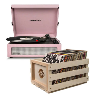 Crosley Voyager Amethyst - Bluetooth Portable Turntable  & Record Storage Crate Crosley