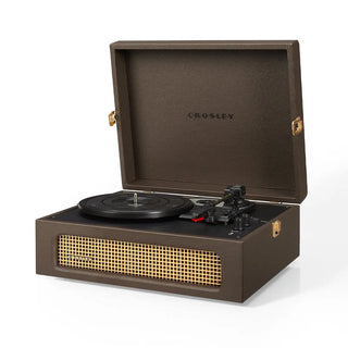 Crosley Voyager Bluetooth Portable Turntable - Cocoa + Bundled Record Storage Crate Crosley
