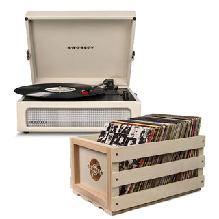 Crosley Voyager Dune - Bluetooth Portable Turntable  & Record Storage Crate Crosley