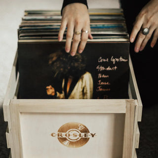 Crosley Voyager Bluetooth Portable Turntable + Bundled Record Storage Crate - Navy Crosley