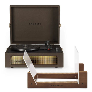 Crosley Voyager Bluetooth Portable Turntable - Cocoa + Bundled Crosley Record Storage Display Stand Crosley