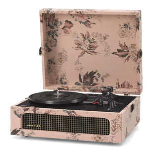 Crosley Voyager Bluetooth Portable Turntable - Floral + Bundled Crosley Record Storage Display Stand Crosley