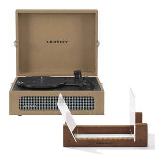 Crosley Voyager Bluetooth Portable Turntable + Bundled Crosley Record Storage Display Stand - Tan Crosley