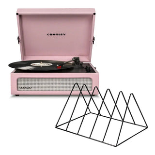 Crosley Voyager Bluetooth Portable Turntable - Amethyst + Gadhouse Vinyl Rack Bundle - Black Crosley