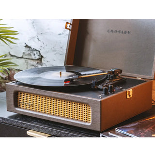 Crosley Voyager Bluetooth Portable Turntable - Cocoa + Gadhouse Vinyl Rack Bundle - Black Crosley