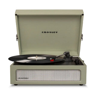 Crosley Voyager Bluetooth Portable Turntable - Sage + Gadhouse Vinyl Rack Bundle - Black Crosley