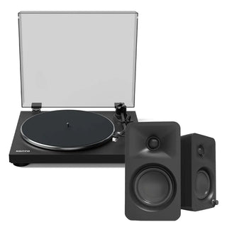 Kanto OBI3 Turntable - Matte Black with Kanto ORA 100W Powered Speakers - Black Bundle Kanto