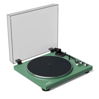 Kanto OBI3 Turntable - Matte Green with Kanto ORA 100W Powered Speakers - Black Bundle Kanto