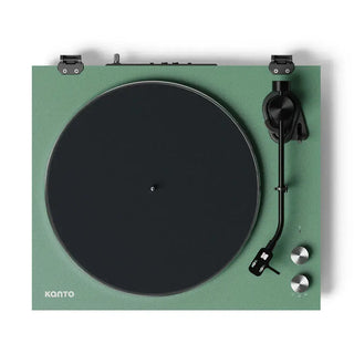 Kanto OBI3 Turntable - Matte Green with Kanto ORA 100W Powered Speakers - Black Bundle Kanto