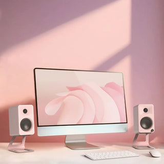Kanto ORA 100W Powered Reference Desktop Computer Speakers with Bluetooth 5.0 Pink Kanto