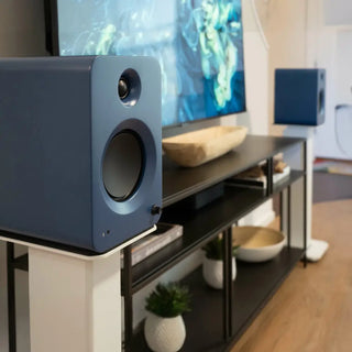 Kanto REN 200W Powered Bookshelf Speakers with HDMI ARC, USB-C, and Bluetooth 5.3 - Matte Blue, Pair Kanto