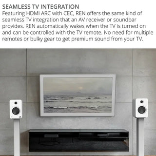 Kanto REN 200W Powered Bookshelf Speakers with HDMI ARC, USB-C, and Bluetooth 5.3 - Matte White, Pair Kanto