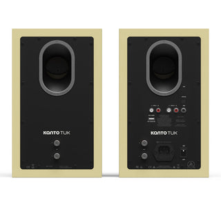Kanto TUK G2 260W Premium Powered Speaker System with Bluetooth 5.4, Dual RCA and USB-C Inputs - Gloss Butter w/ Gunmetal