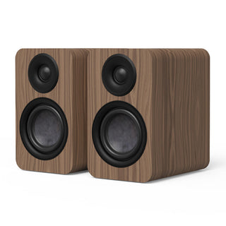 Kanto YU4 (2nd Gen) 160 W Powered Bookshelf Speaker with Bluetooth 5.3, Built-in Phono Preamp, USB-C and Optical Inputs - Matte Walnut