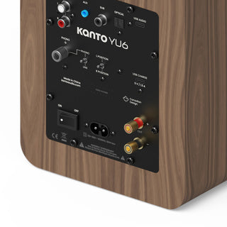 Kanto YU6 (2nd Gen) 200 W Powered Bookshelf Speaker with Bluetooth 5.3, Built-in Phono Preamp, USB-C and Optical Inputs - Matte Walnut