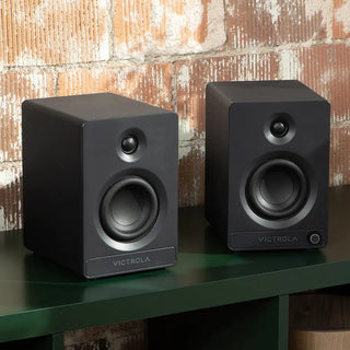 Victrola Automatic Turntable + Victrola Tempo Bookshelf Speakers Bundle - Black Victrola