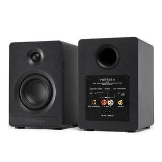 Victrola Automatic Turntable + Victrola Tempo Bookshelf Speakers Bundle - Black Victrola