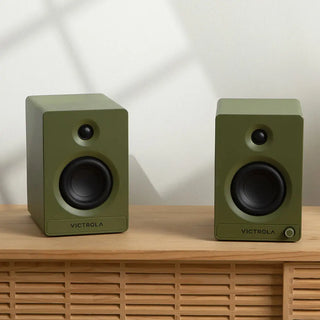 Victrola Automatic Turntable + Victrola Tempo Bookshelf Speakers Bundle - Green Victrola