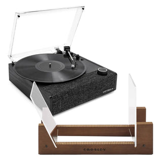 Victrola Eastwood II Turntable - Black + Bundled Crosley Record Storage Display Stand Victrola
