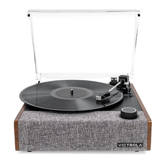 Victrola Eastwood II Turntable - Walnut + Turntable Stand Bundle - Black Victrola