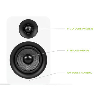 Kanto YU Passive 4" Speakers with 1" Silk Dome Tweeter and 4" Kevlar Woofer - White, Pair Kanto