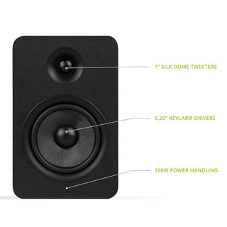 Kanto YU Passive 5.25" Speakers with 1" Silk Dome Tweeter and 5.25" Kevlar Woofer - Black, Pair Kanto