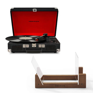 Crosley Cruiser Bluetooth Portable Turntable - Black + Bundled Crosley Record Storage Display Stand Crosley