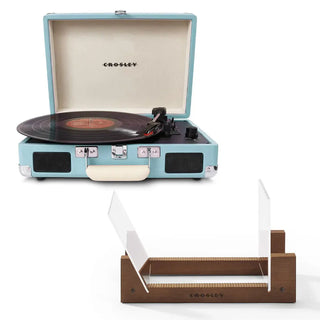 Crosley Cruiser Bluetooth Portable Turntable - Turquoise + Bundled Crosley Record Storage Display Stand Crosley