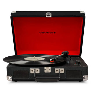 Crosley Cruiser Bluetooth Portable Turntable - Black + Gadhouse Vinyl Rack Bundle - Black Crosley