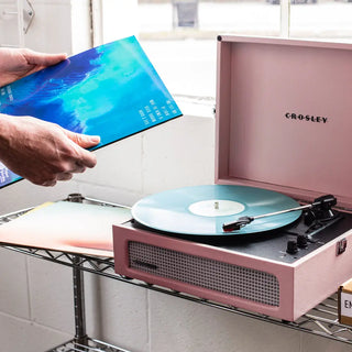 Crosley Voyager Bluetooth Portable Turntable - Amethyst + Bundled Crosley Record Storage Display Stand Crosley