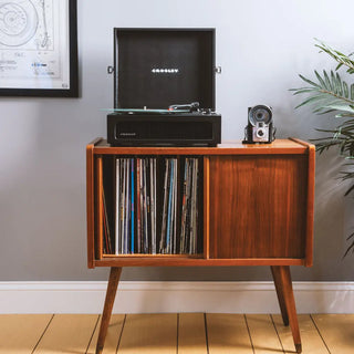 Crosley Voyager Bluetooth Portable Turntable - Black + Bundled Crosley Record Storage Display Stand Crosley